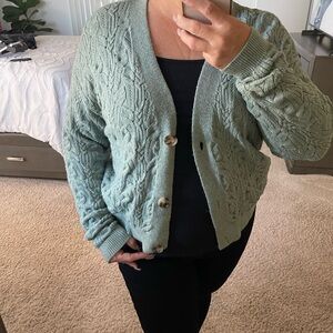 Cyrus Light Green Textured Knit Top